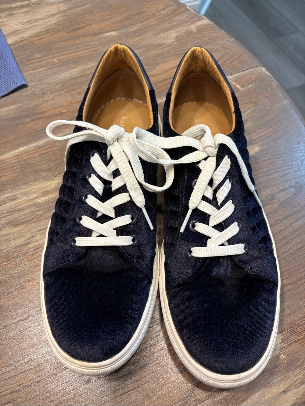 Women’s. Kate Spade Navy Velvet Low-Top Sneakers with White Laces
